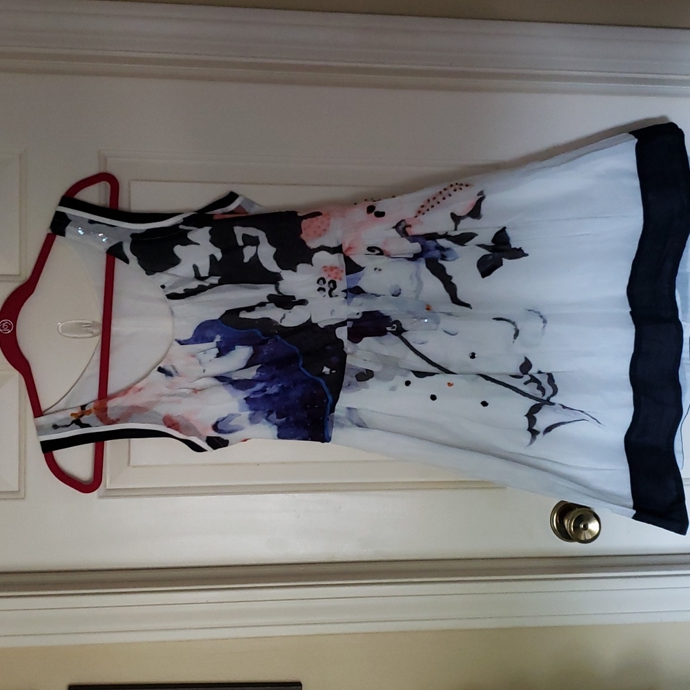 Matty M Hand Painted Embellished 100% Cotton Sleeveless Summer Dress